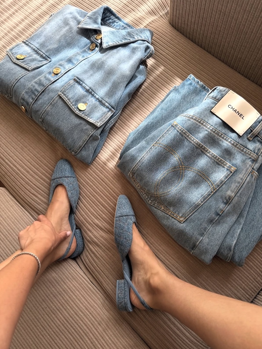 Chanel 26B Light Denim Slingback Flats | Size 38.5 - Picture 7 of 16